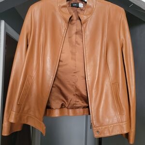 Saks Fifth Avenue Camel Leather Jacket